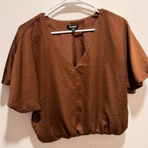 Express Brown Short Sleeve Blouse